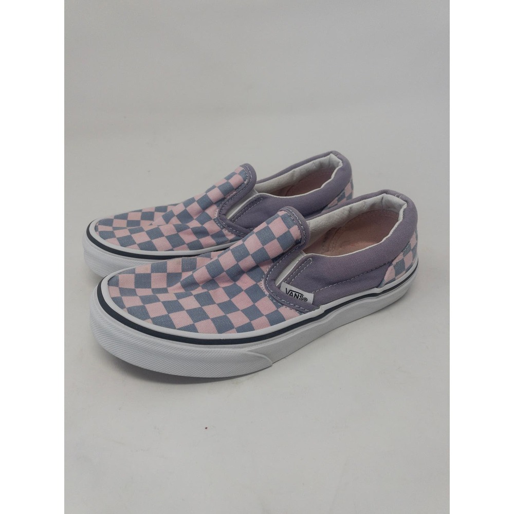 Vans Kids Pink Purple Checkered Slip On Sneakers Size 2